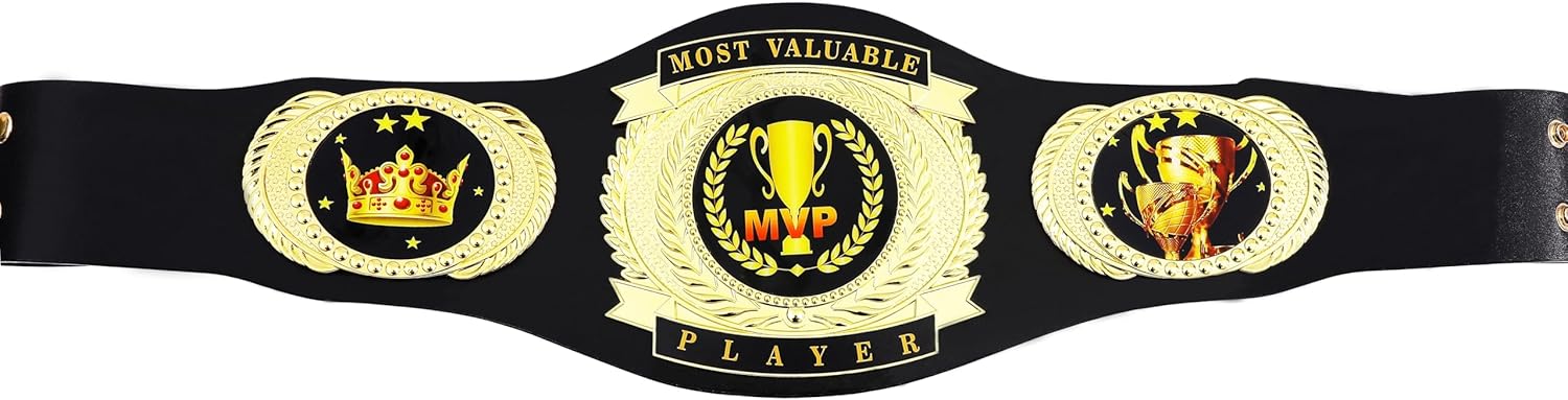 MVP Belt Most Valuable Player Championship Belt Trophy Award Gift - Football, baseball, softball, soccer, basketball, esports, fantasy sports, hockey tournament or League Winner Champion Belt