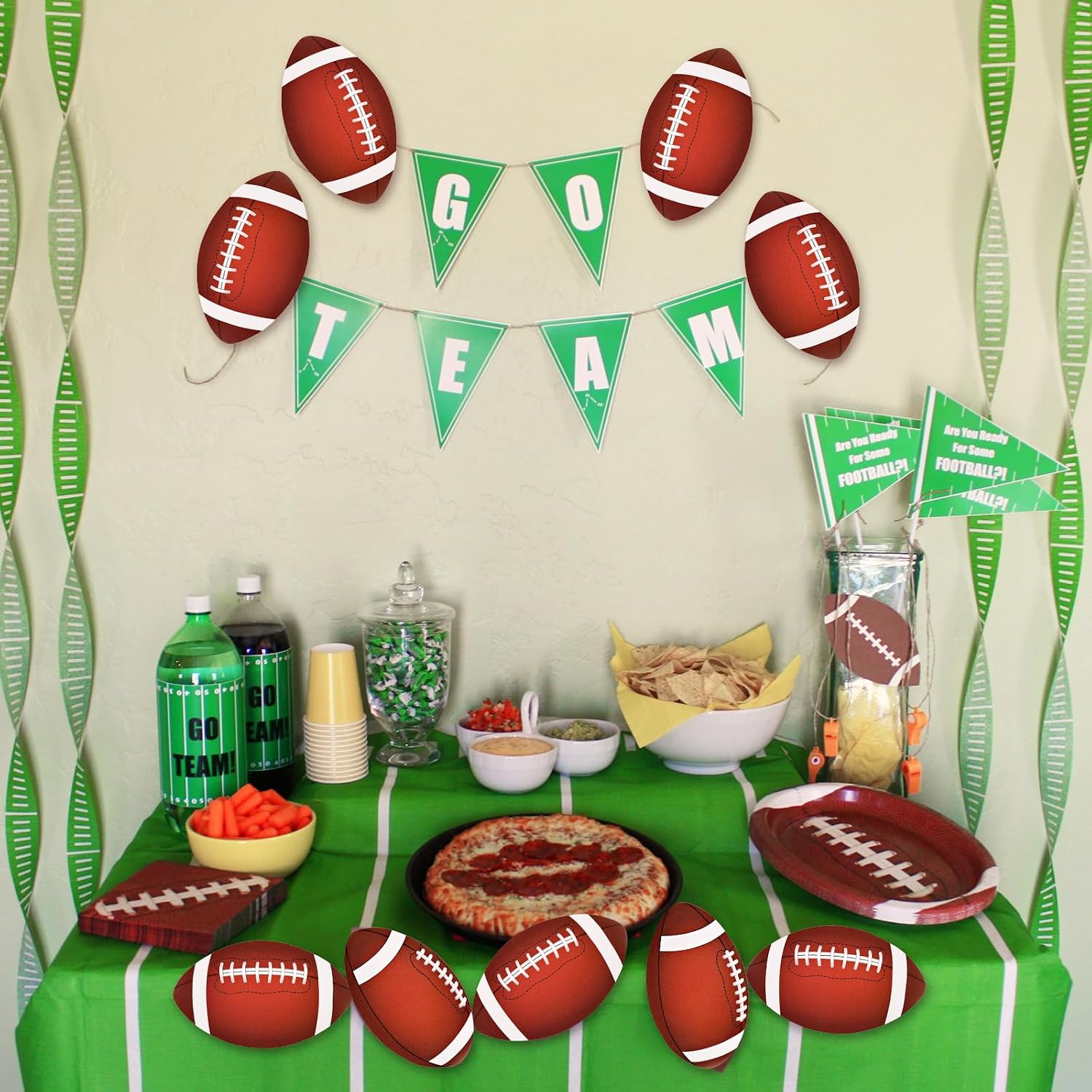15 Pcs Football Cutouts, 11.8 x 7.1 Inches Football Paper Cutouts with Glue Points, Ball Bulletin Board Decorations for Game, Birthday, Sports-Themed Parties