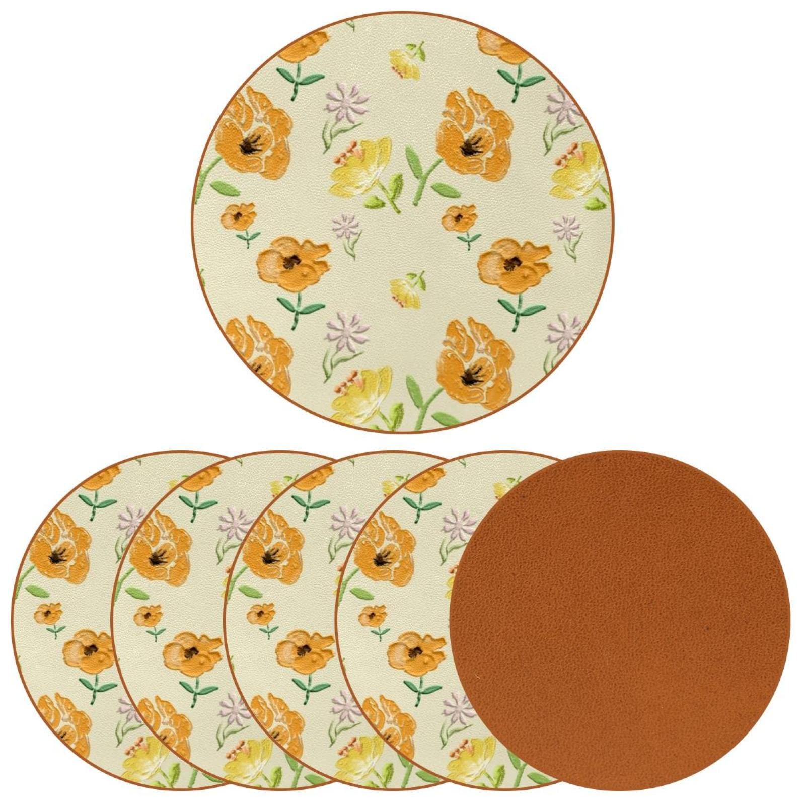 Lot de 6 dessous de verre à motif floral aquarelle pour boissons, verres à vin, tasses et tasses, réutilisables au bureau, cuisine, bar, 10,9 cm