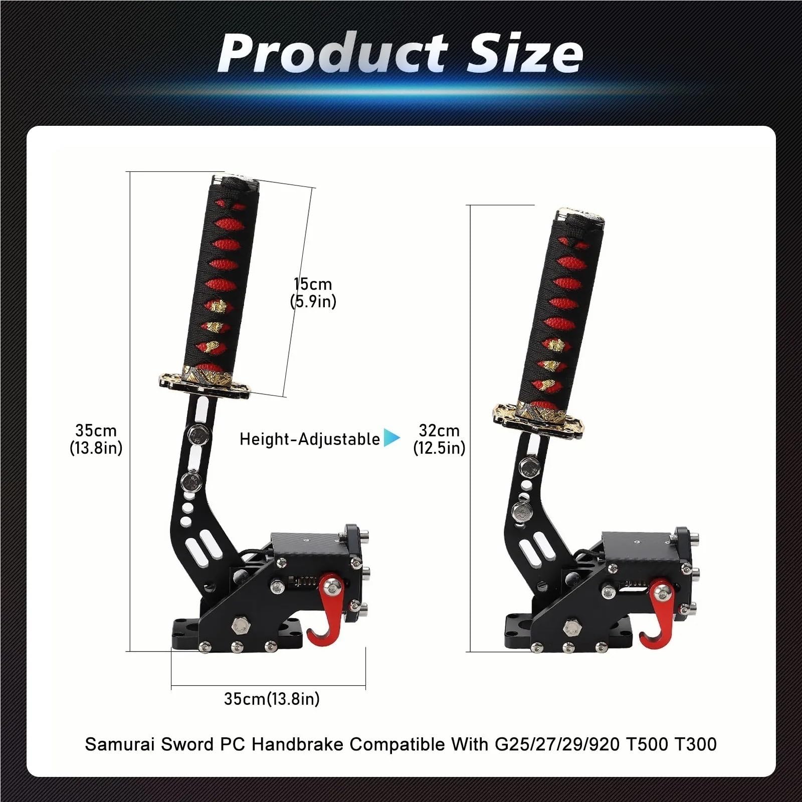 dźwignią zmiany biegów 15CM PC-USB Katana Handbrake Square Plate Samurai Sword Peripheral PC SIM Racing Game dla G25/27/29 T300 T500