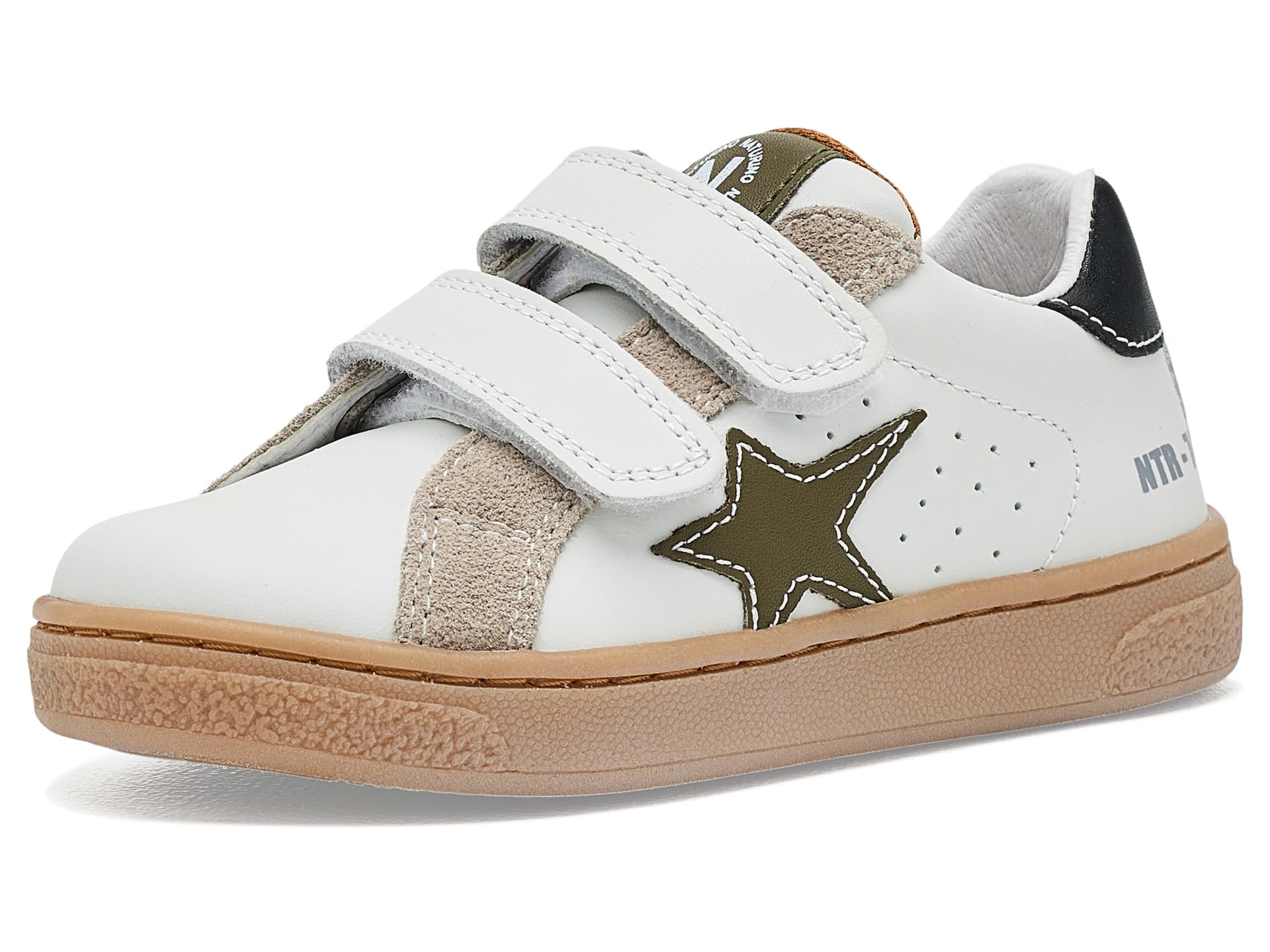 Naturino PINN VL. Calf/Suede White-Taupe-Militar