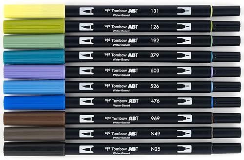 Vista 112 de Tombow Bolígrafos de doble punta. Marcadores artísticos, Escala de grises, Paquete de 10