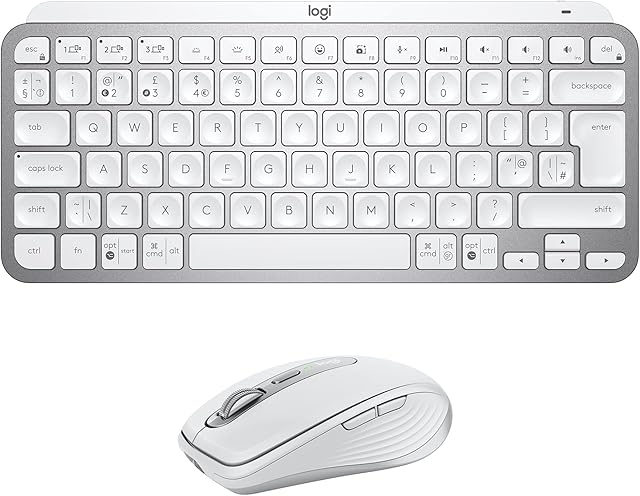 Logitech MX Keys Mini Wireless Illuminated Keyboard and MX Anywhere 3 Mouse Combo for Windows, Bluetooth Keyboard and Performance Wireless, Ergonomic, 4000DPI Sensor Mouse, USB-C, Bluetooth - Graphite
