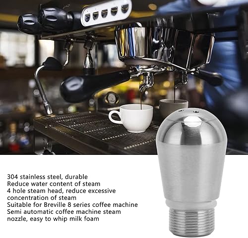 Miniatura 2 de Varita de vapor con punta de 4 agujeros, boquilla de vapor para cafetera, accesorio de repuesto de boquilla de espuma de leche de acero inoxidable,