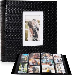 RECUTMS Large Photo Album for 600 4x6 Photos - Black Button Grain Leather Cover, Acid-Free PP Pages, Ideal for Wedding Birthday Family Memories