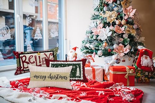 Miniatura 4 de Funda de almohada con diseño de copos de nieve de invierno, diseño de árbol de Navidad, 12 x 20 pulgadas, decoración de invierno y Navidad, para el