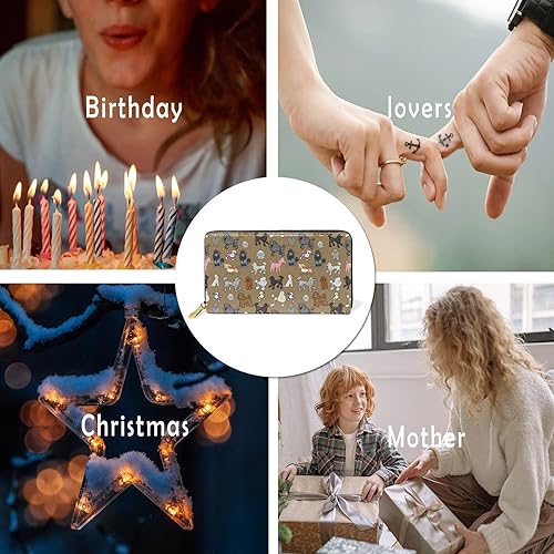 Miniatura 6 de Cartera larga para mujer, monedero con cremallera, cartera de cuero, Poodle, Cartera con cremallera