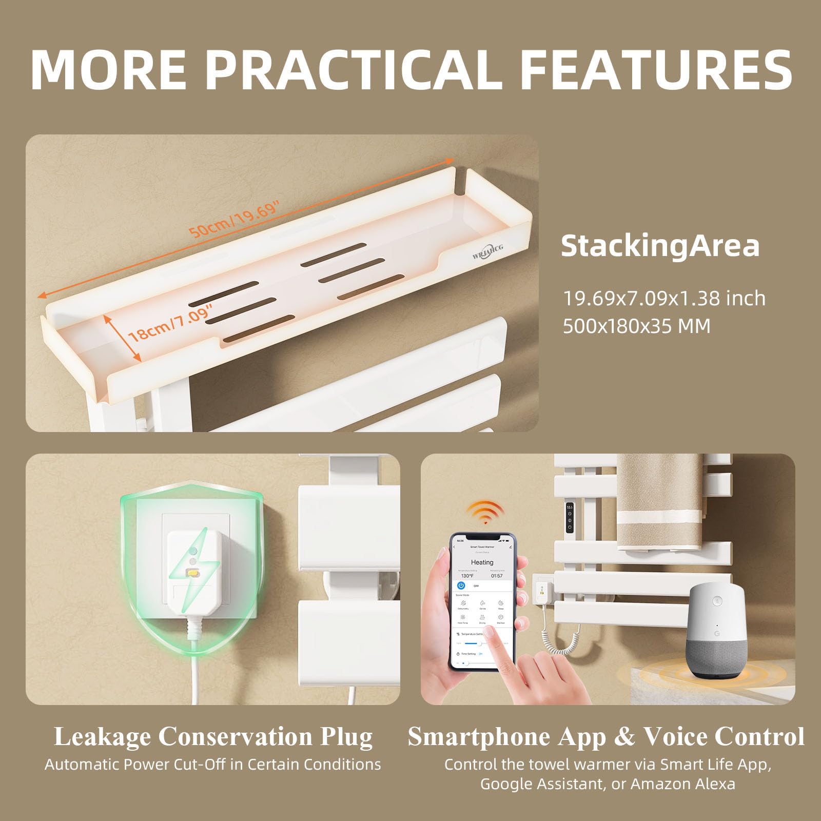 Scaldasalviette Elettrico Bagno Smart WiFi,Porta Asciugamani Bagno da Parete Controllo Vocale,Termoarredo Elettrico Bagno con Timer E Termostato,Termosifone 6 Barre,197W,Bianca