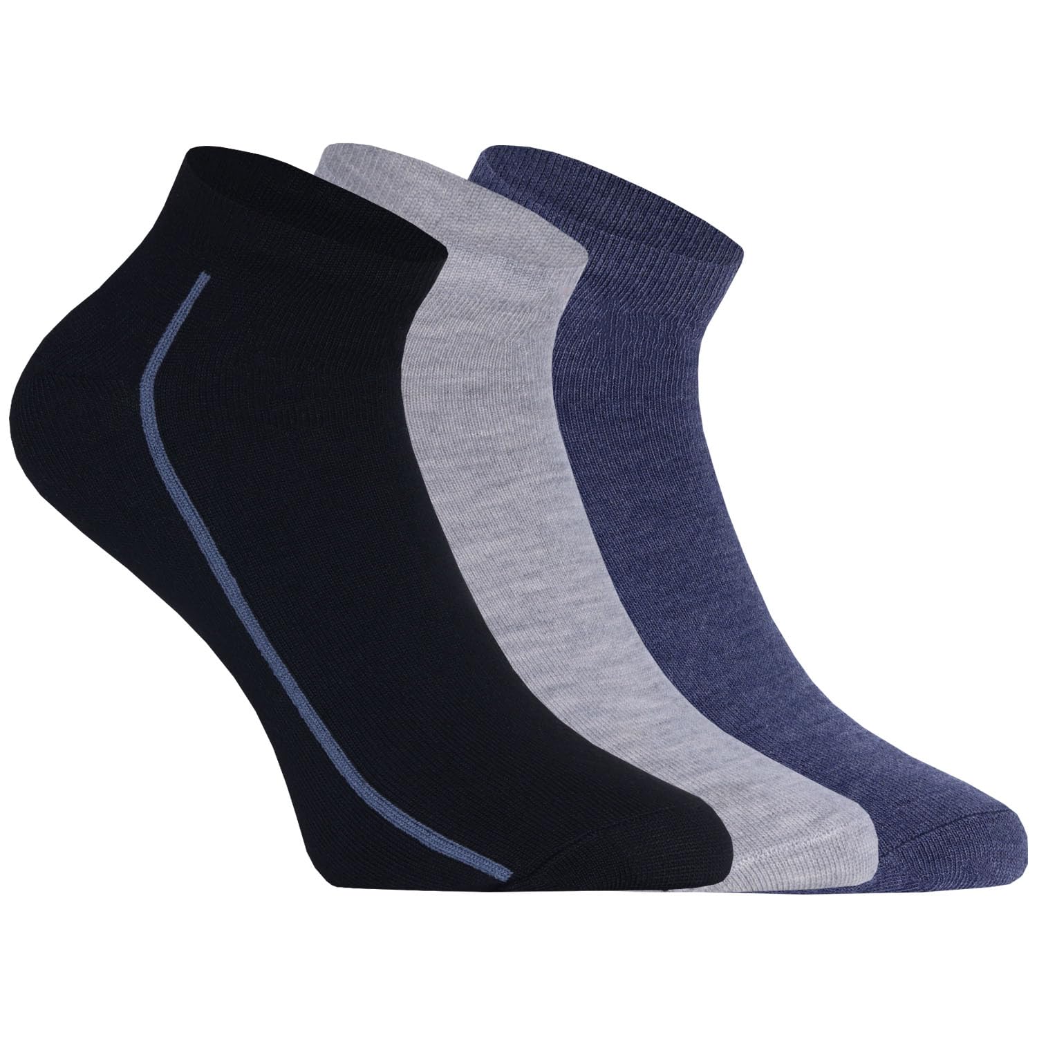 usoxo Men's Socks I Mesh Design Comfort Stylish ultra-feel Cushioned Made with Combed Cotton Ankle Length I Comfortable Free Size Sock for Every Day - Set of 3-picture-32