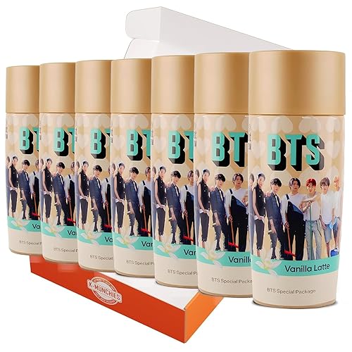 K-Munchies Paldo BTS Coffee 7 x 270 mL BTS Hot Brew Coffee Vanilla Latte Paquete Premium Bebida de café frío embotellada Café enlatado