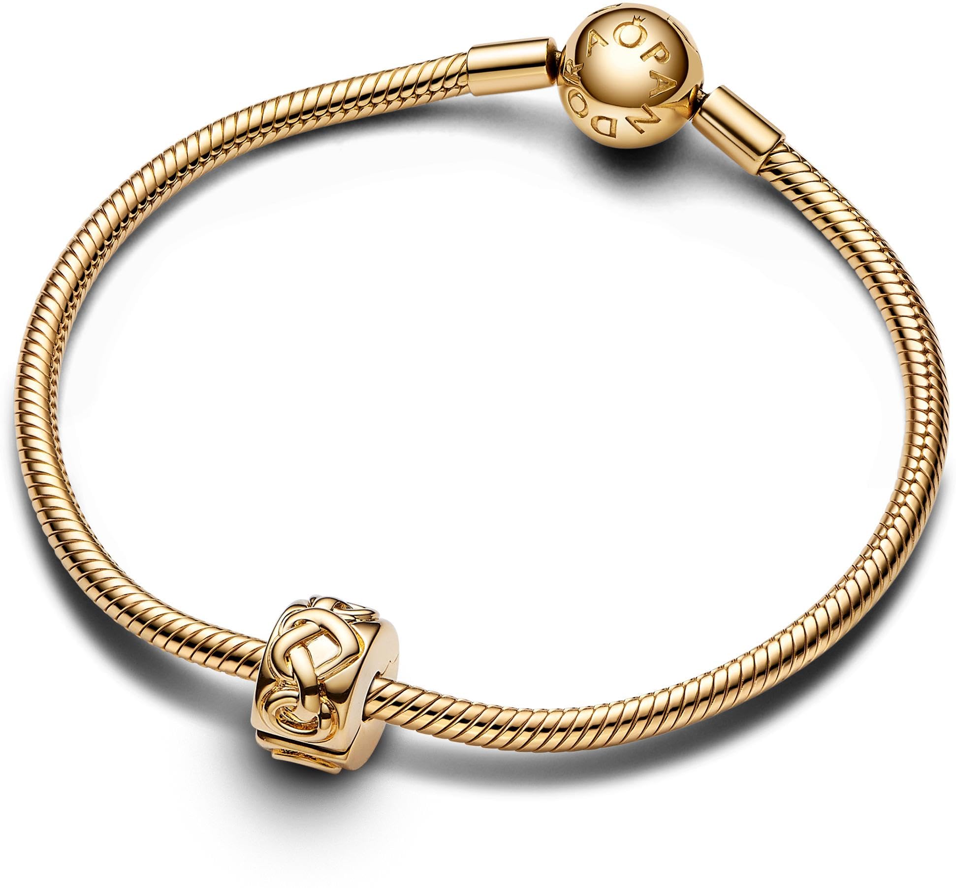 Pandora Moments Liebesknoten Clip aus Sterling Silber mit vergoldeter Metalllegierung und künstlichem Kristall, Kompatibel mit Pandora Moments Armbänder, 768035C00