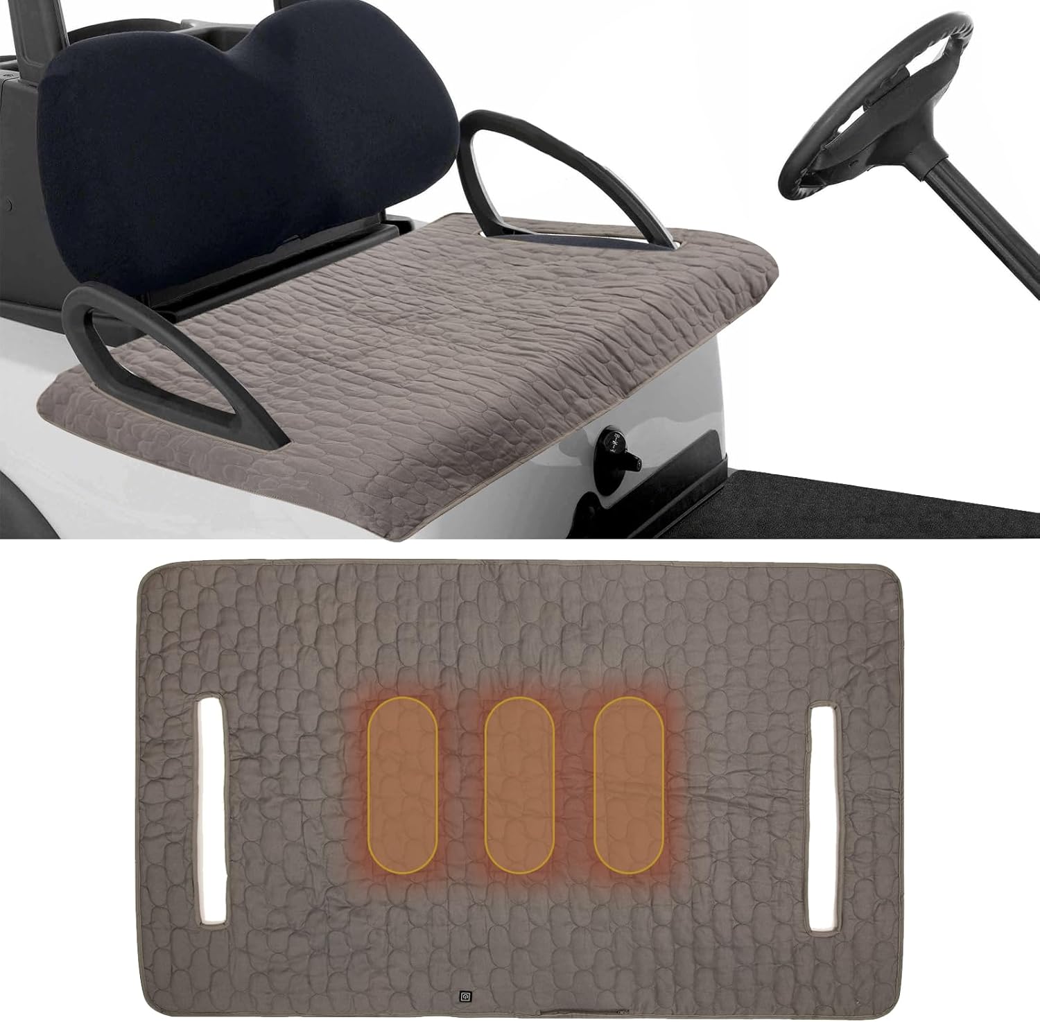 Heated Golf Cart Seat Covers,Portable Golf Cart Heated Seat Cover with Non-Slip,Keeps Seat Warm and Clean,3 Heating Levels,52x32inch Winter Golf Cart Seat Towel Blanket for 2 Passenger Seats Club Car