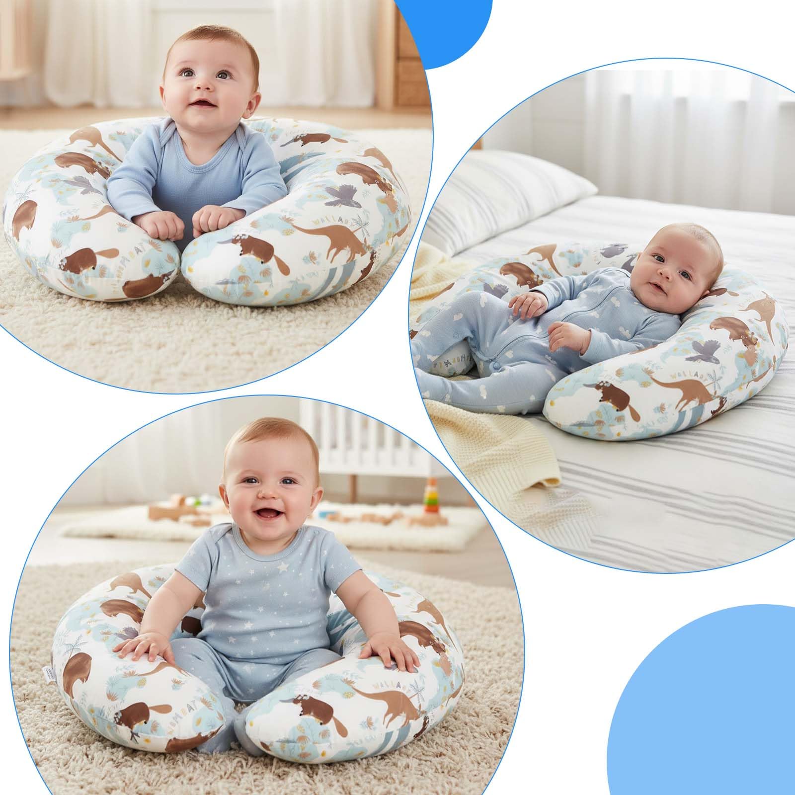 Topchances Pregnancy Pillow,Nursing Pillow Multifunctional Breastfeeding Pillow with 100% Cotton Pillowcase U Shaped Pregnancy Pillow,Gifts for Moms-Washable Breastfeeding Pillows (Kangaroo) - Image 4