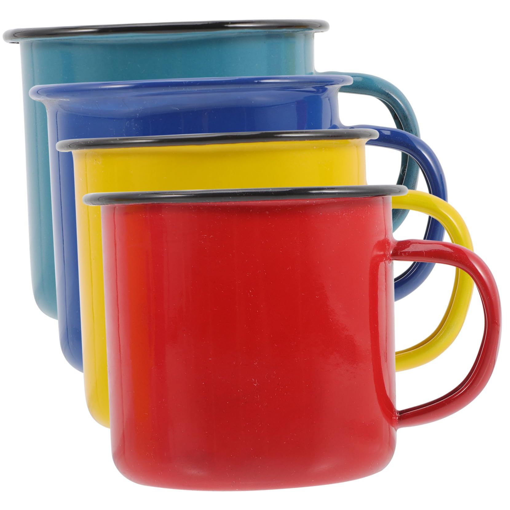 ERINGOGO 4 Stück Bunte Emaille Tassen Hitzebeständige und Leicht zu Reinigende Campingbecher aus Emaille für Zuhause und Dessertläden 8cm Großer Kaffeebecher