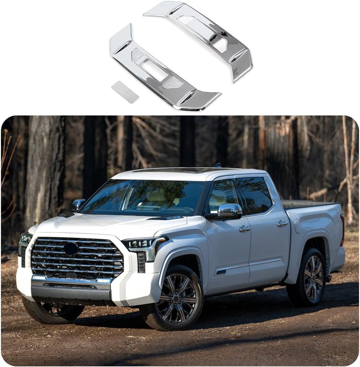 Car Accessories Fit for Toyota Tundra 2025 2024 2023 2022 Rear Tail Lightr Side Cover Trim Strip (Chrome) 3PCS ABS