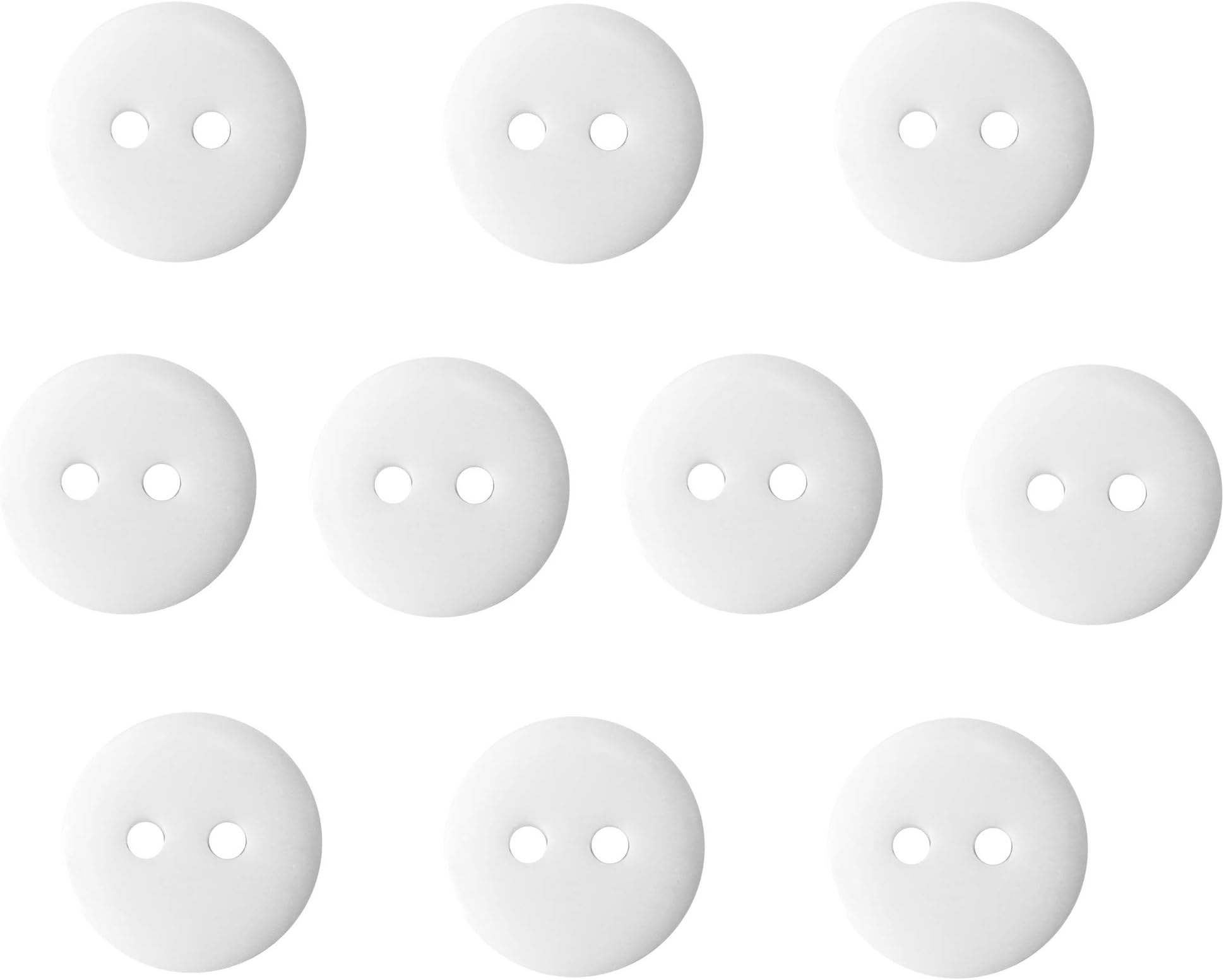 Buttons 1/2 Inch (1/2”) 2 Hole 10 Pieces - White Black Clear Pearl - Sewing Crafts Replacement Button - Perfect for Crafts, Coats, Shirts, Pants, Shorts, Cardigans, Blazers, Skirts (White)