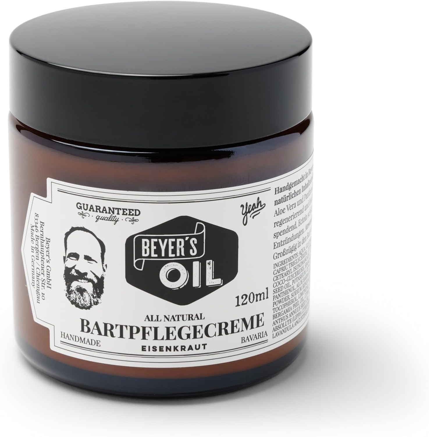 Beyer’s Oil Baardverzorgingscrème, 120 ml, intensieve baardverzorging, maakt de baard glad en zacht, bestrijdt roos