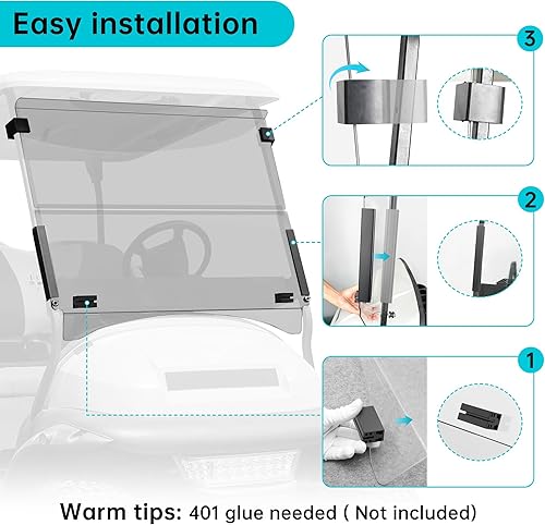 Miniatura 6 de 10L0L Kit de clip de montaje para parabrisas de carrito de golf para Club Car DS y precedent tubo de 1 x 1 pulgada, incluye parte inferior de la