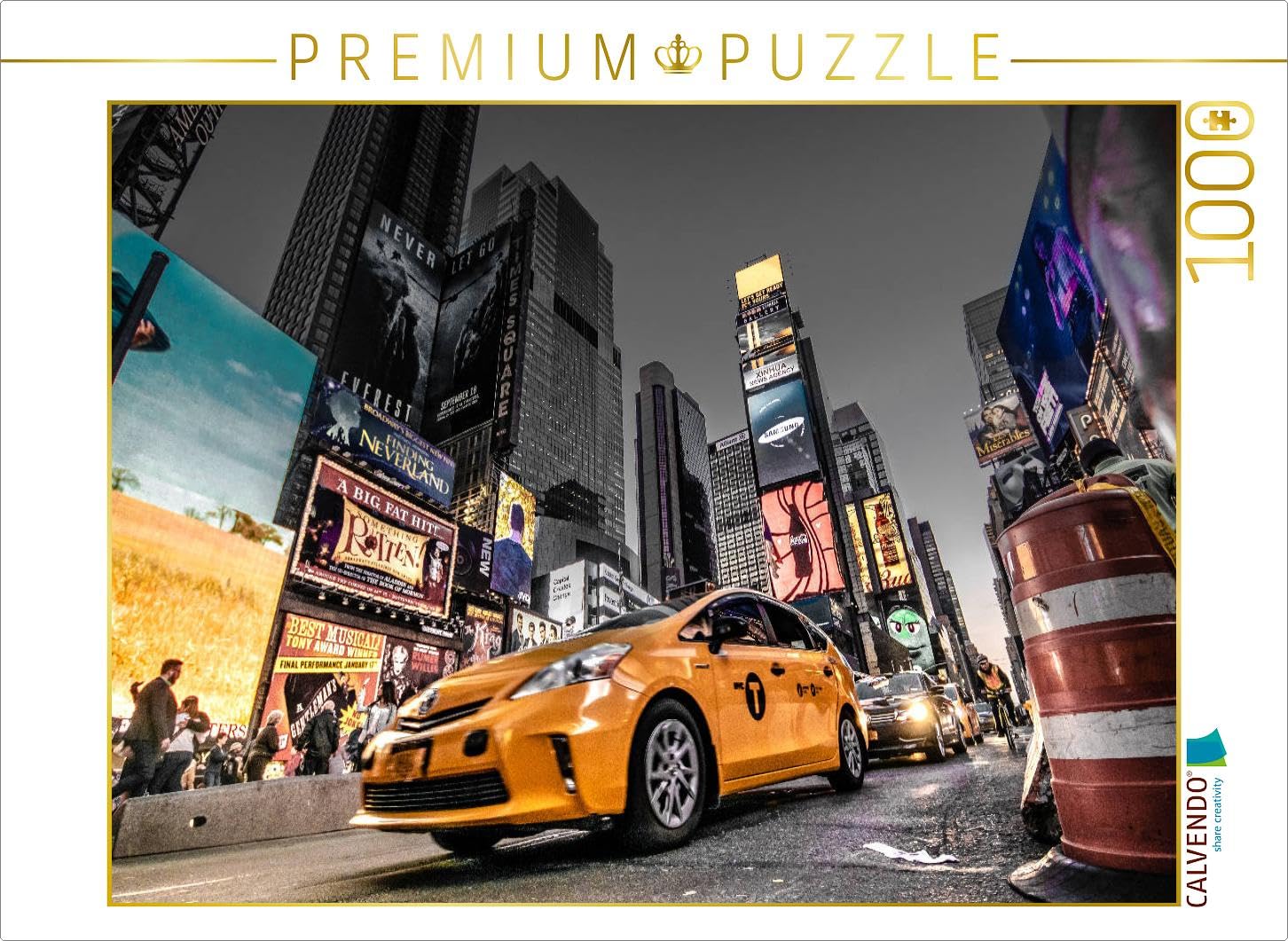 CALVENDO Puzzle Taxi Jaune à Times Square - Un Motif du Calendrier New York City - Color Glam Edition I 1000 Pieces 64 x 48 cm from Kurt Krause