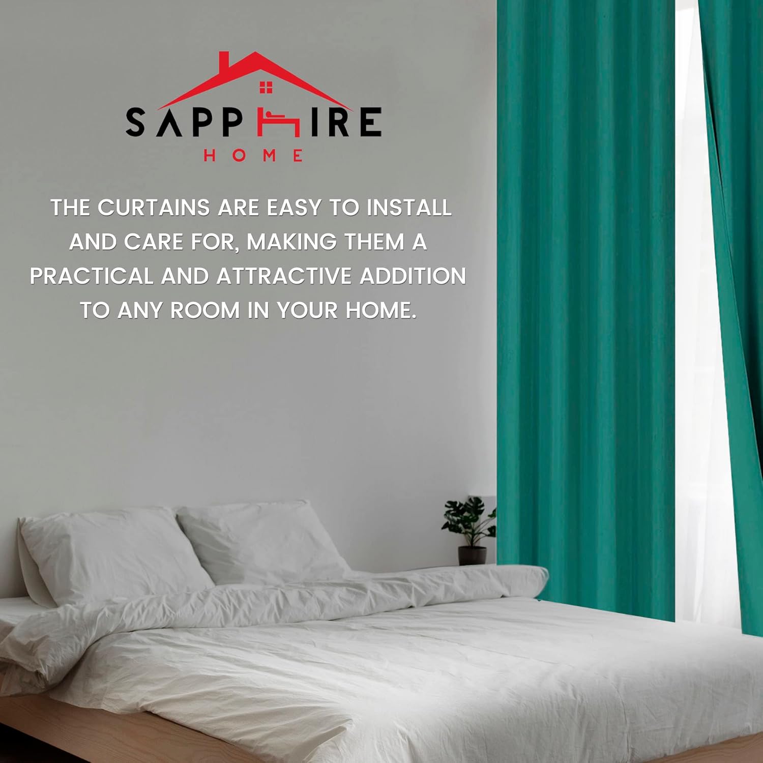 Sapphire Home 2-Panel Woven Blackout Curtains, Room Darkening Curtains and Thermal Drapes, Soft Insulated Privacy Curtains for Living Room, Bedroom, Kitchen, and Patio (Teal, 84")