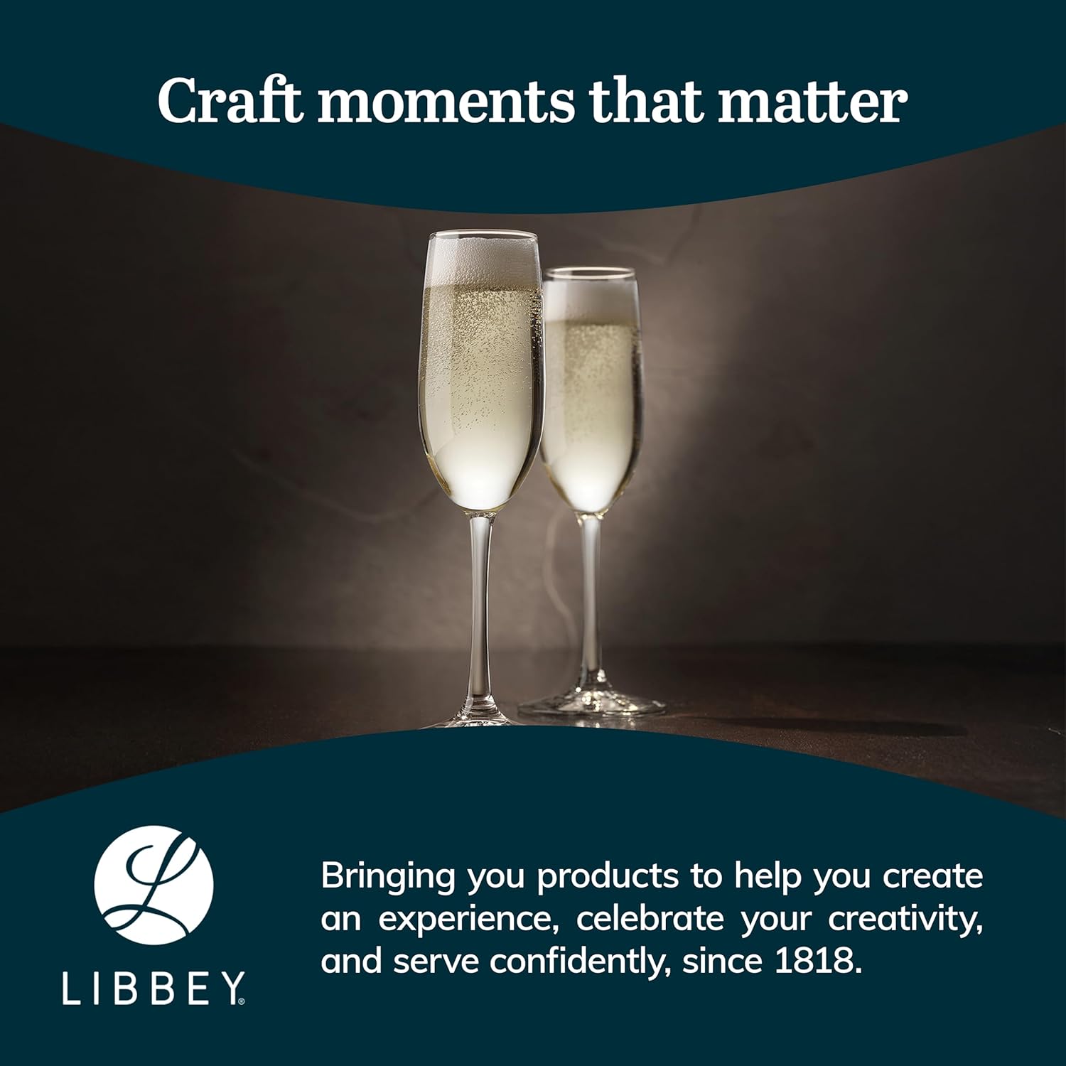 Libbey 7500 Vina Stemmed Flute Glasses Set, 8 Oz, Tall Elegant Champagne Flutes Set of 12, Clear Sparkling Glass Flutes for Special Occasions