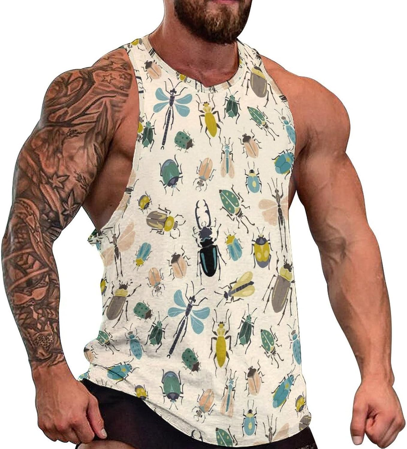 Insect Mens Tank Tops Sleeveless Muscle Shirts Beach Casual Gym Shirt Vest Tee Tops