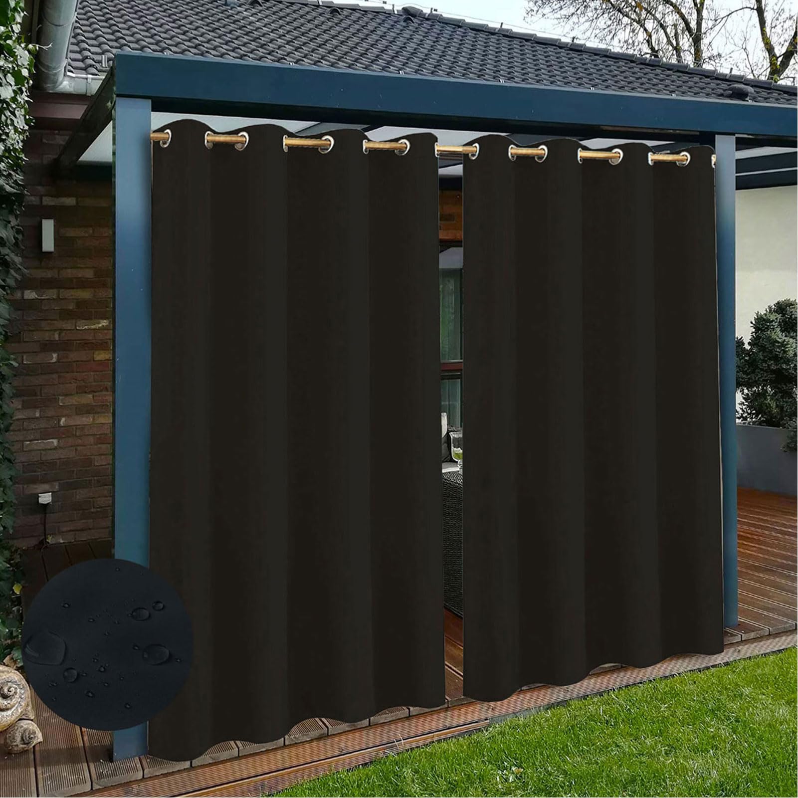 Weerbestendige Waterdichte Gordijnen voor Patio, Premium Dikke Privacy Binnen en Buiten Verduisteringsgordijnen, Zonwerende Buitengordijnen met Ring, 1 paneel, Lichtgrijs, B264cm xH259cm Weerbestendige Waterdichte Gordijnen voor Patio, Premium Dikke Privacy Binnen en Buiten Verduisteringsgordijnen, Zonwerende Buitengordijnen met Ring, 1 paneel, Lichtgrijs, B264cm xH259cm