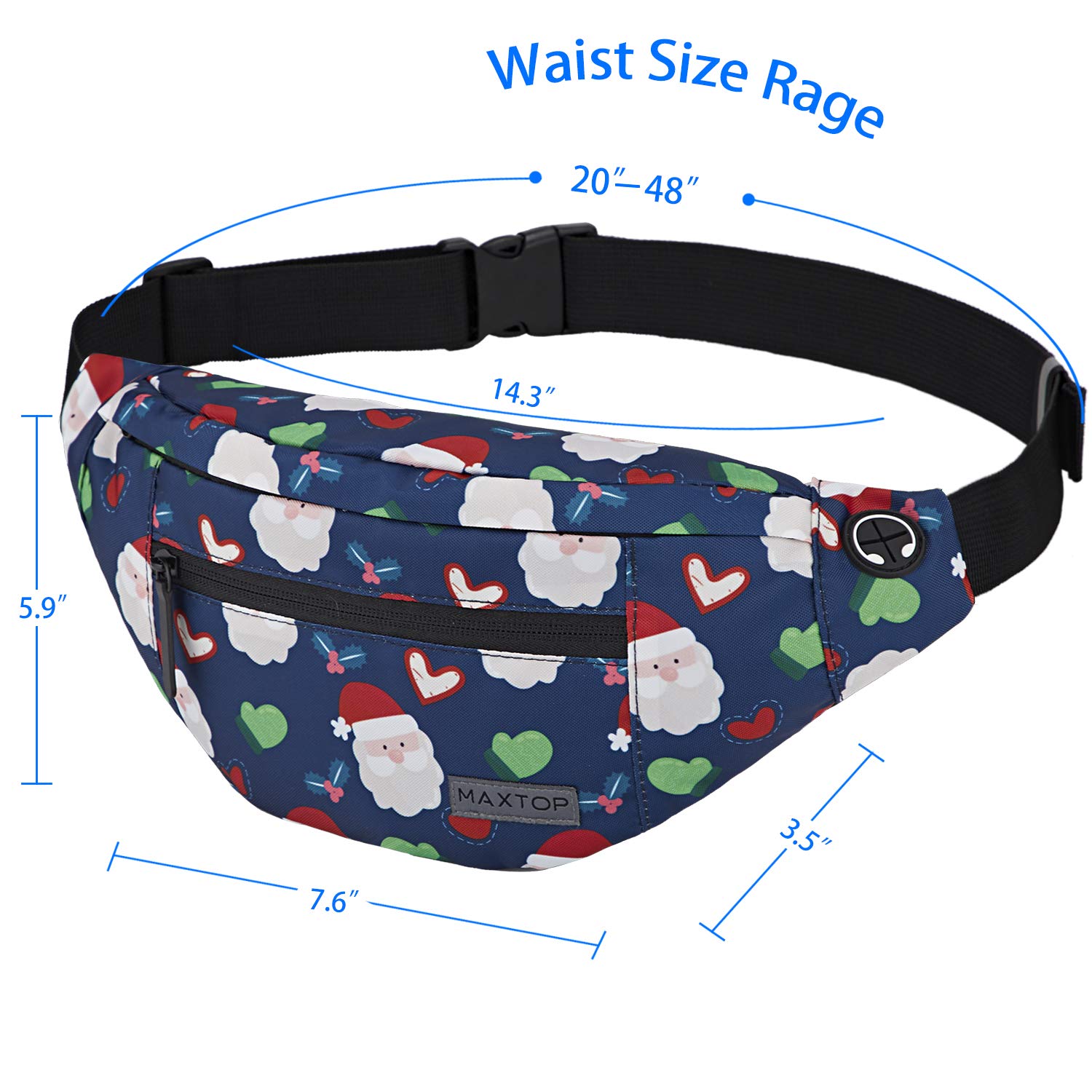 MAXTOP Marsupio Uomo Donna Unisex, Marsupio Impermeabile, con Jack per Cuffie e 4 Tasche con Cerniera, Cintura Regolabile per Allenamento all'aperto, Escursionismo