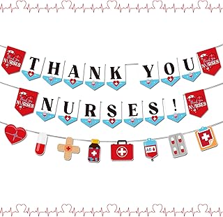 Nurses Week Banner,Thank You Nurses Week Decorations,Nurse Appreciation Week Bunting Banners National Nurses Day Signs Medical Doctor Nursing School Congrats Graduations Party Favors Decorations