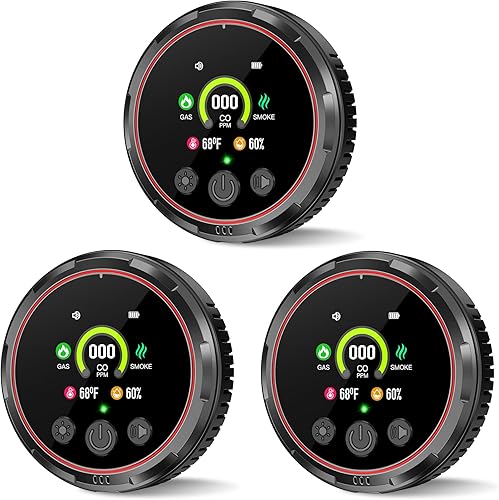 Miniatura 10 de Detectores de monóxido de carbono 4 en 1 enchufables en pared con batería de respaldo, botón de prueba y silencio, temperatura, humedad, alarma de