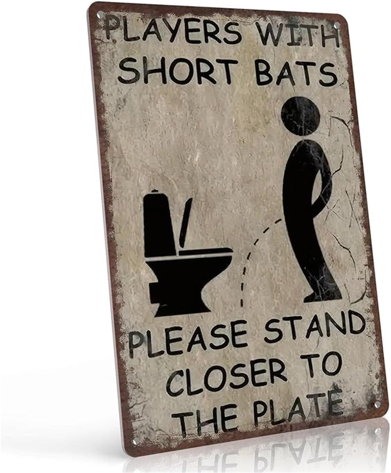 MDBJTCYZN Vintage Style Funny Baseball Sign Players With Short Bats Stand Closer To The Plate Aluminum Sign for Bathroom (8 X 12 in)