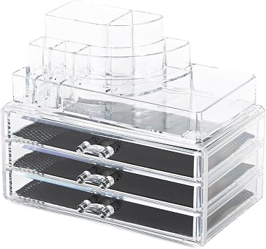 Compactor Large 3 Drawer Jewellery and Makeup Organiser, Transparent