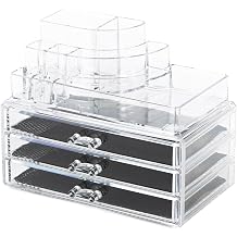Compactor Large 3 Drawer Jewellery and Makeup Organiser, Transparent