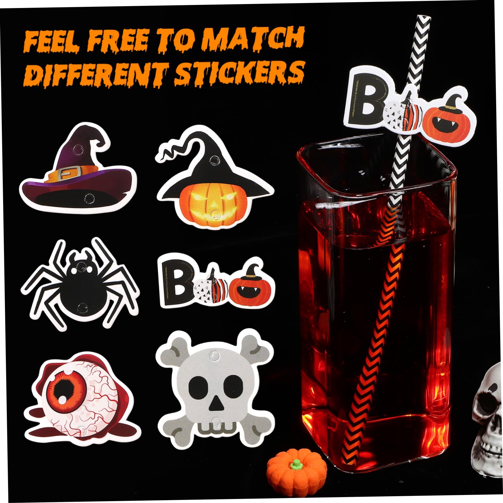 POPETPOP 6confezioni Cannucce di Carta di Halloween Stampa Colorata Righe Decorazioni per Feste e Uso in Famiglia Realizzate Materiali di Carta Sicuri da Usare