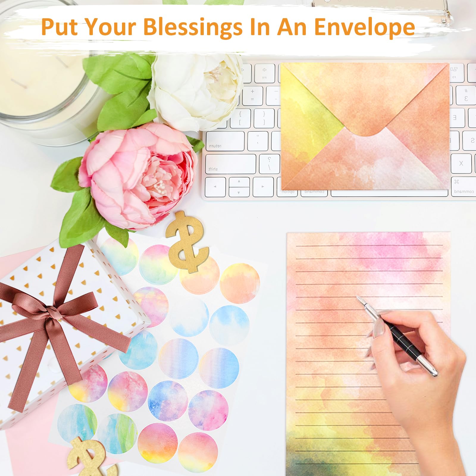 Set Carta Da Lettere E Buste - 24 Fogli + 12 Buste, Stile Floreale Viola, Per Inviti, Lettere, Regali