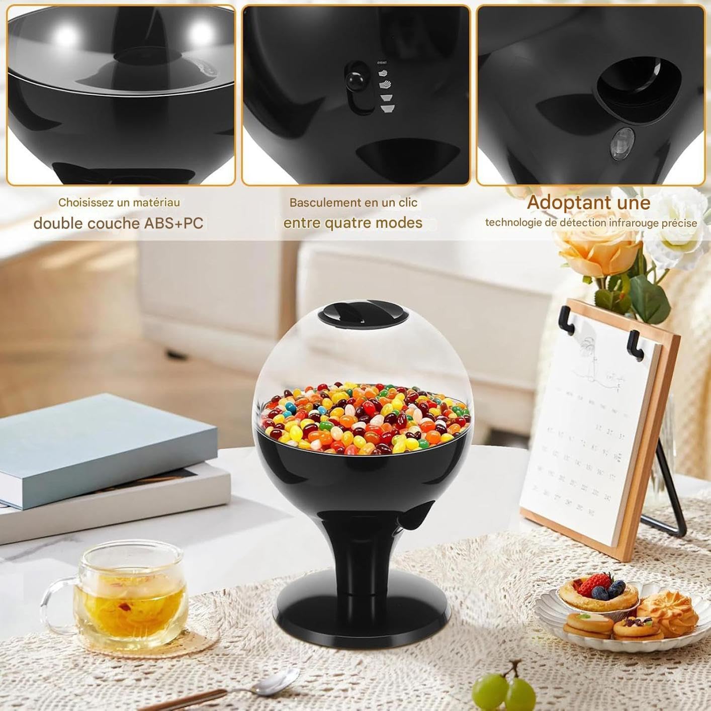 Générique Distributeur de Bonbons Automatique - Machine avec Capteur Automatique | Distributeur de Bonbons pour Bureau - pour Snacks, Aliments, Noix, Bureau, Maison, Plan de Travail, Halloween, Noël