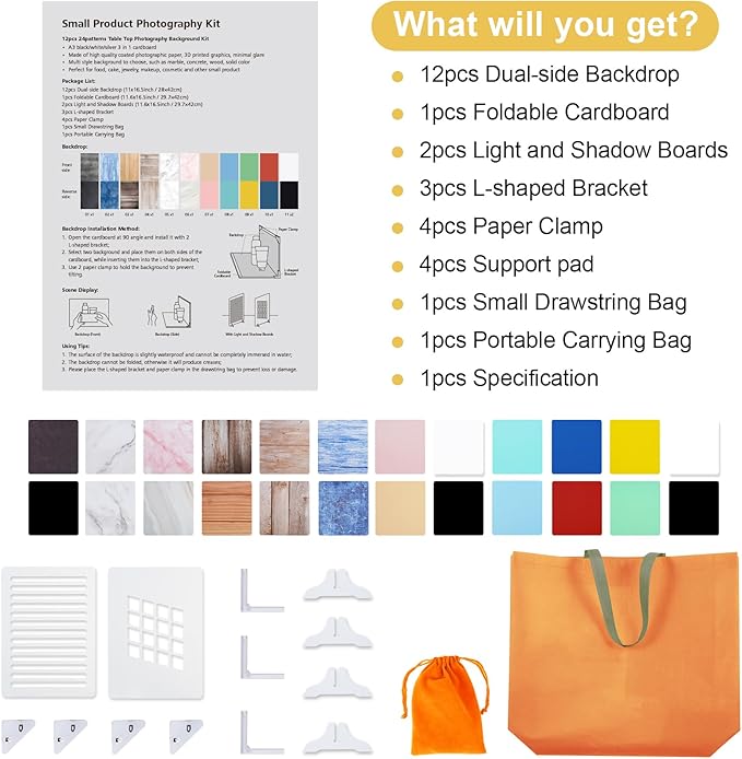 Kit de Fondos para Fotografía de Productos Pequeños 12 Piezas 22 Patrones miniatura 6