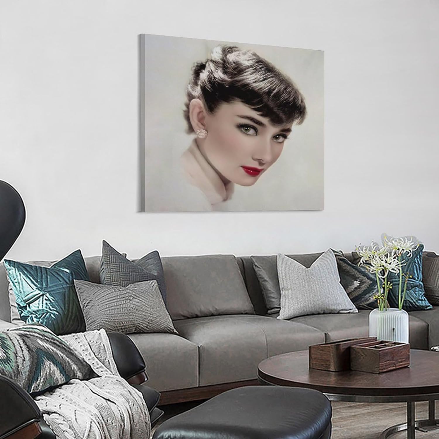 クラシックなオードリー・ヘプバーンのポスター (1) ウォールアート キャンバス 印刷 画像の絵 壁掛け 飾り ホーム装飾20x20