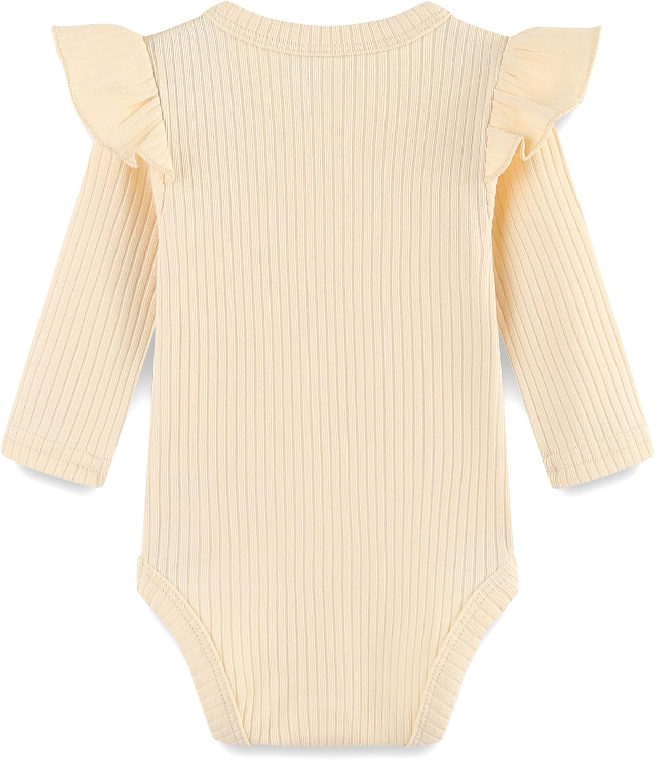 Baby Girl Knit Ruffle Outfit Clothes Ribbed 100% Organic Cotton Solid Color Long Sleeve Romper Clothes 0~24M - Image 2
