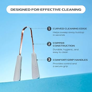 DrTung's Copper Tongue Scraper - Adults & Kids, Solid Copper - 1 Pack