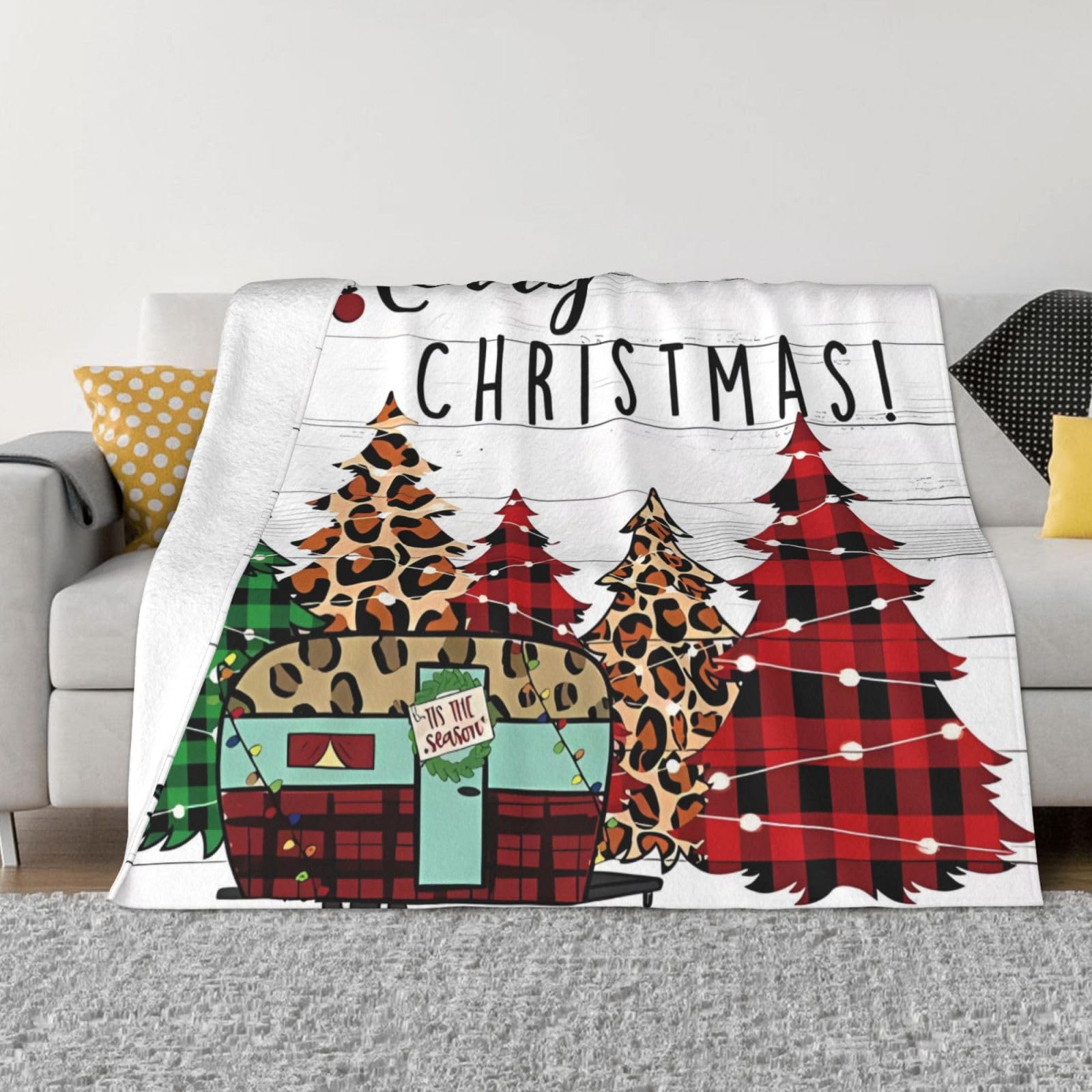 Couverture de Noël plaid flanelle polaire légère lit et salon 203x152