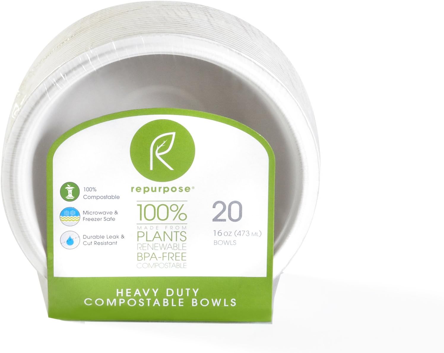 Repurpose 100% Compostable Eco-Friendly Tree Free Paper Bowls, 20 Count