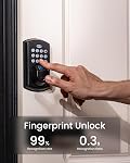 DESLOC A100F Keypad Fingerprint Door Lock, Keyless Entry Door Lock, Smart Lock Deadbolt for Front Door, Easy Installation, Emergency Power Port,12 Months Battery, IP54 Waterproof, 5 Keys