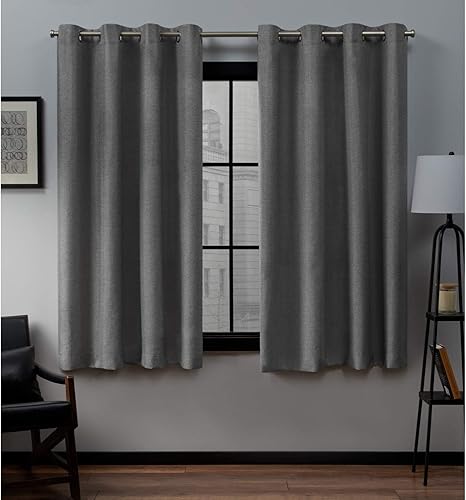 Exclusive Home Loha - Par de paneles de cortinas de lino con ojales superiores 54 x 63 pulgadas perla negra
