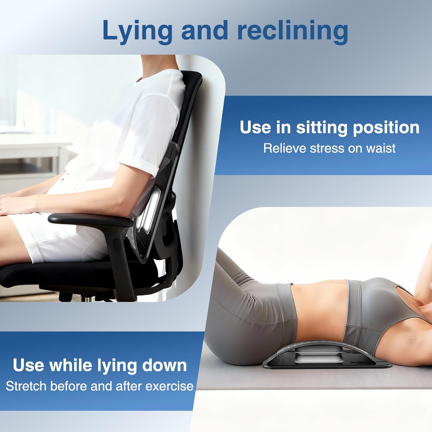 Back Stretcher for Lower Back Pain Relief, Adjustable Lumbar Traction Device, Ergonomic Spine Board with Acupressure Points, Back Massager for Spinal Decompression and Scoliosis - Image 3