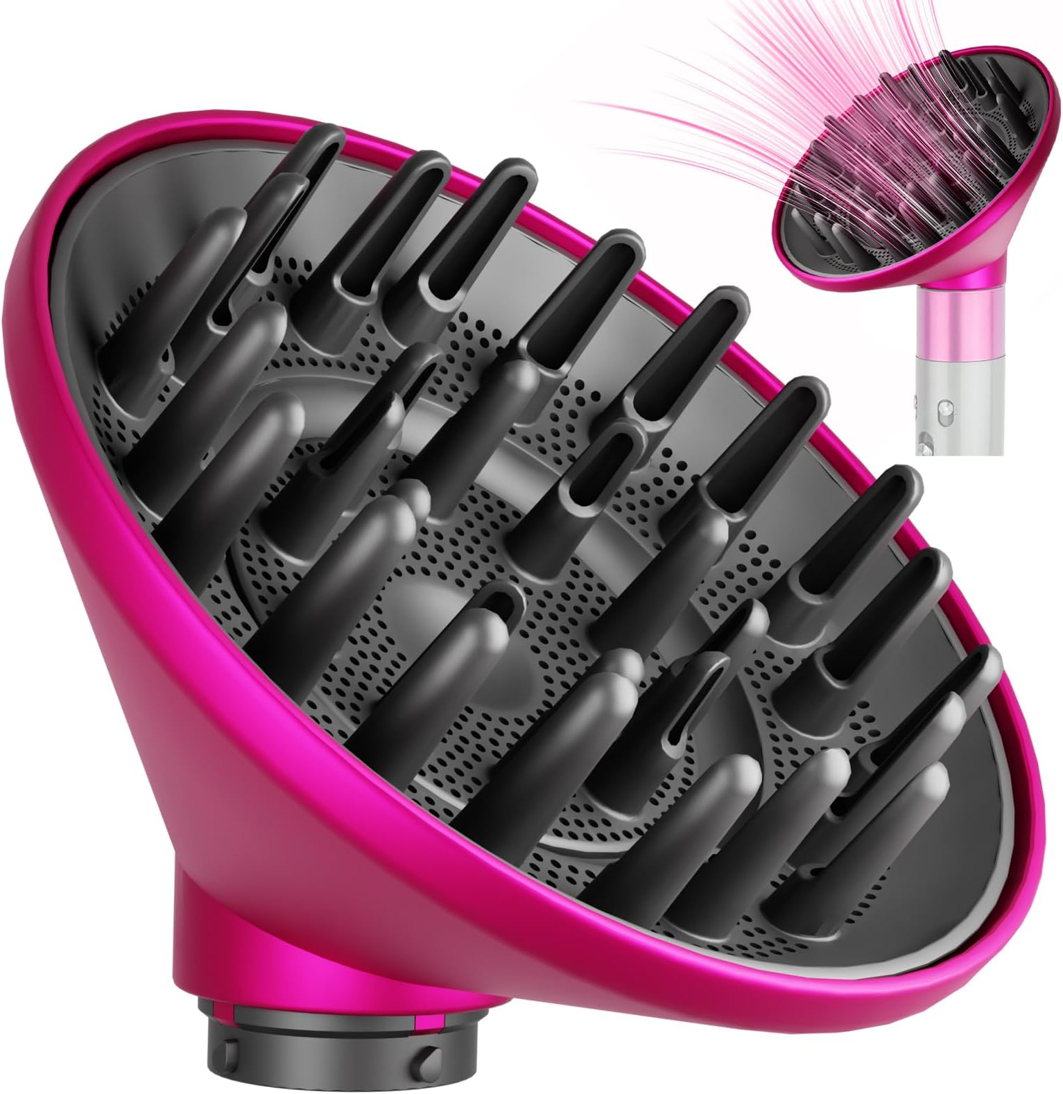 Large Diffuser Attachment Compatible with Dyson Airwrap, Upgraded Bigger Diffuser Nozzle to Dryer Faster and Define Curls,Rose