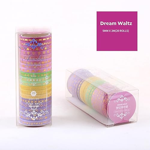 Miniatura 9 de YUBX Juego de cintas washi delgadas doradas con impresión básica de papel de aluminio, cintas adhesivas decorativas para artes, manualidades,