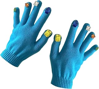 Guantes de Diamantes de Imitación de Uñas Coloridos, Guantes de Diamantes de Imitación de Uñas de Moda de Dedo Completo Profesional para Tienda (Azul)
