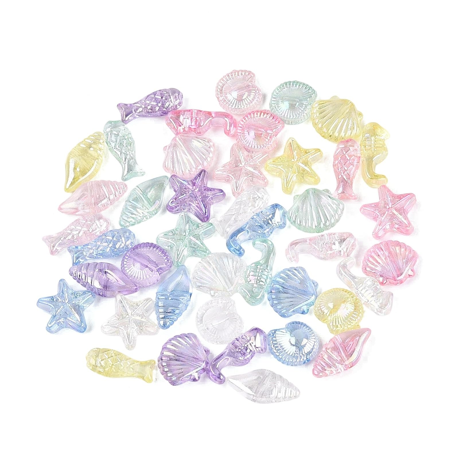 Ipotkitt Circa 2500 perline in plastica a tema oceano sfuso per artigianato | Placcatura color AB, a tema mare, a forma di animale, per la creazione di gioielli, bracciali, forniture artigianali