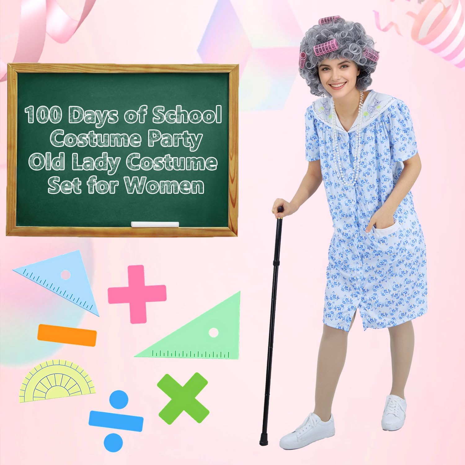 Adult Old Lady Costume for Women 100 Days of School Costumes Grandma Dress for Halloween Old Lady Cosplay - Image 4